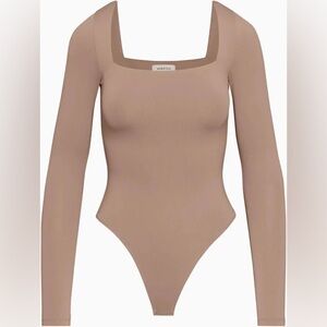 Aritzia Babaton Contour Longsleeve Bodysuit - Deep Taupe (XS)